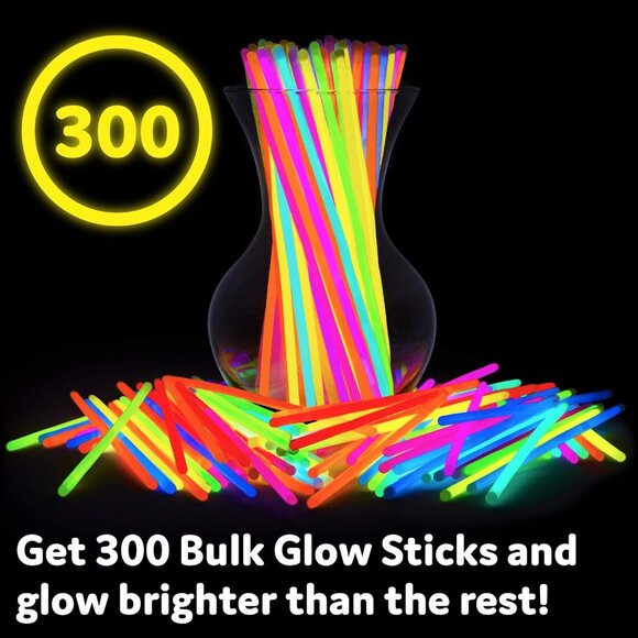Ultra Bright Glow Sticks Bulk Party Supplies 300 Pack - 8" Glow in the Dark Ligh - Picture 3 of 6